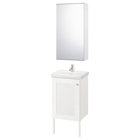 Комплект мебели для ванной,7 предм., Йельсен белый/ПИЛКОН смеситель 44x43x88 см IKEA FISKÅN ФИСКОН / TVÄLLEN ТВЭЛЛЕН 794.360.56