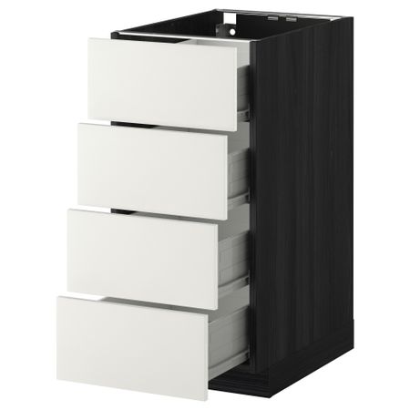 Напольный шкаф 4 фронтальных панели, 4 ящика МЕТОД / ФОРВАРА, черный, Хэггеби белый