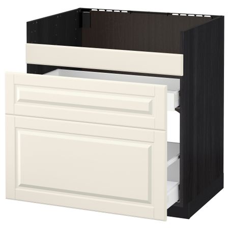 Напольный шкаф под мойку ДУМШЁ, 3 фасада, 2 ящика МЕТОД / МАКСИМЕРА, черный, Будбин белый с оттенком