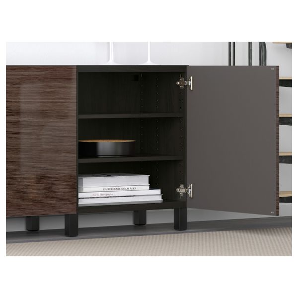 Комбинация для хранения с дверцами, черно-коричневый/Сельсвикен глянцевый, коричневый 180x40x74 см IKEA БЕСТО 792.466.93 - фото 3