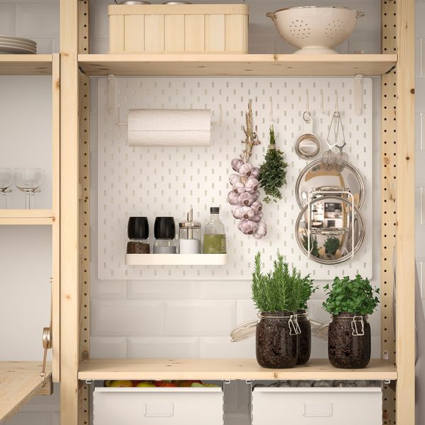 2 секции для хранения + складной столик, сосна, белый 174x30-104x179 см IKEA ИВАР 492.481.70 - фото 3