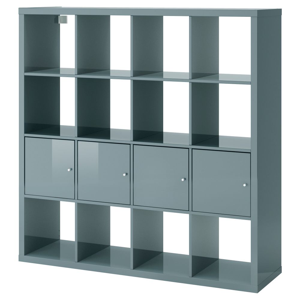 Стеллаж с 4 вставками КАЛЛАКС, глянцевый серо-бирюзовый (147x147 см) - фото 1