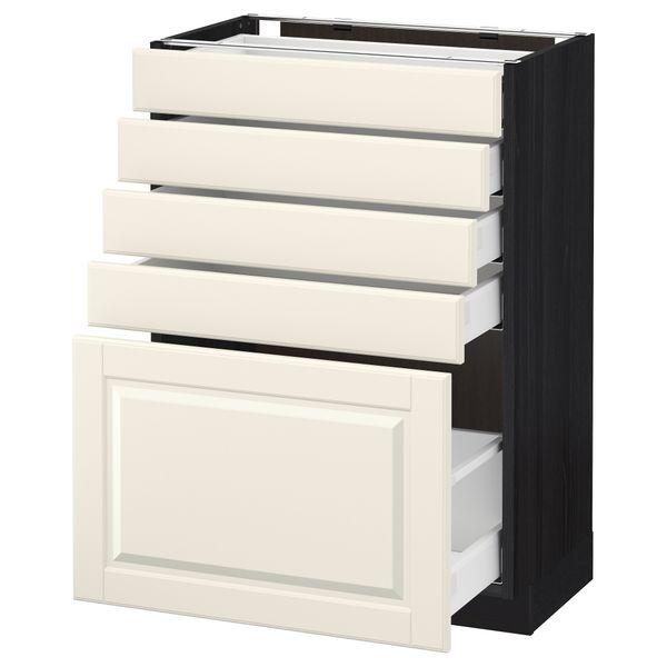Напольный шкаф с 5 ящиками МЕТОД / МАКСИМЕРА, черный, Будбин белый с оттенком - схема-чертеж с размерами