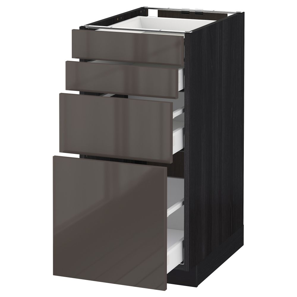 Напольный шкаф 4 фронтальных панели, 4 ящика МЕТОД / МАКСИМЕРА, черный, Рингульт серый - схема-чертеж с размерами