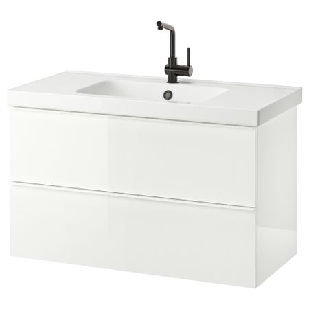 Шкаф для раковины с 2 ящиками, 103x49x64 cm IKEA ODENSVIK ОДЕНСВИК, GODMORGON ГОДМОРГОН 094.244.29