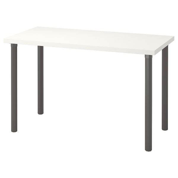 Стол, белый, серый 120x60 см IKEA LINNMON ЛИННМОН / ALVARET АЛЬВАРЭТ 692.794.67 - фото 1