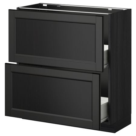 Напольный шкаф с 2 ящиками МЕТОД / ФОРВАРА, черный, Лаксарби черно-коричневый
