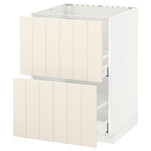 Напольный шкаф под мойку + 2 фронтальных панели, 2 ящ, белый/Хитарп белый с оттенком 60x60 см IKEA METOD МЕТОД / MAXIMERA - схема-чертеж с размерами