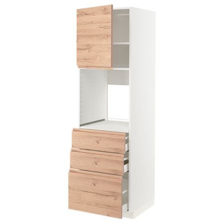 Высокий шкаф для духовки, дверь, 3 ящика, 60x60x200 cm IKEA METOD МЕТОД, MAXIMERA МАКСИМЕРА 094.570.14
