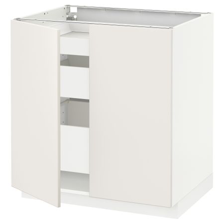 Напольный шкаф с 2 дверцами, 3 ящиками МЕТОД / МАКСИМЕРА, белый, Веддинге белый (80x60 см)