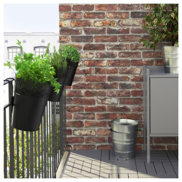 Кашпо с держателем СКУРАР, д/дома/улицы, черный (15 см) - фото 3