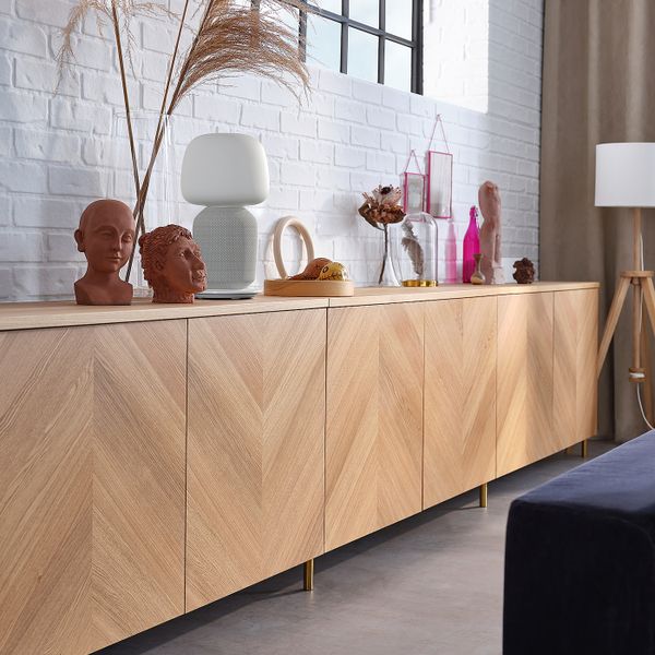 Комбинация для хранения с дверцами, белый/хедевикен/ОСАРП дубовый шпон 120x42x74 см IKEA BESTÅ БЕСТО 894.173.64 - фото 7