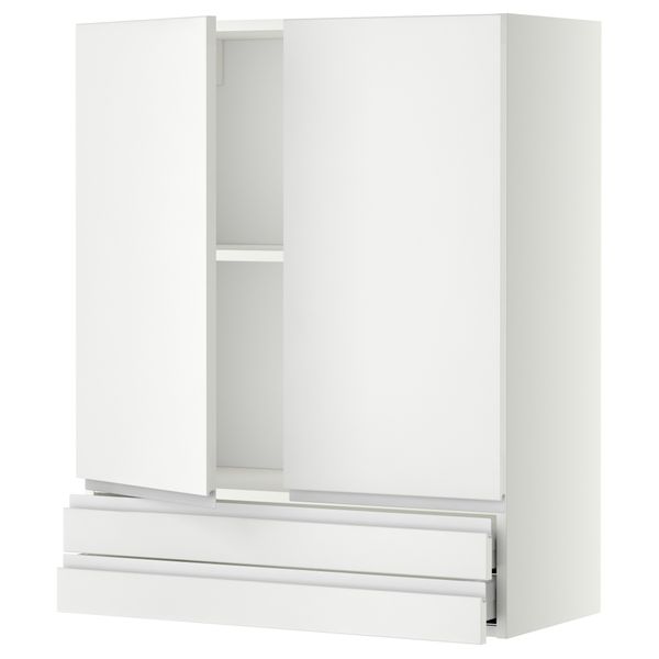 Навесной шкаф, 2 дверцы, 2 ящика МЕТОД / МАКСИМЕРА, белый, Нодста белый - фото 1