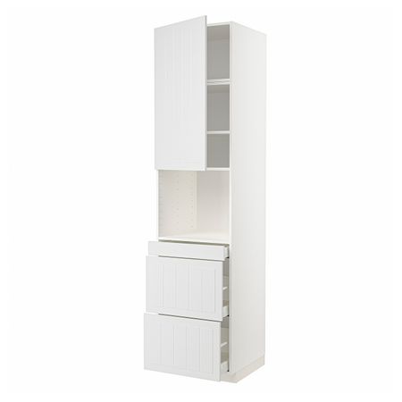 Высокий шкаф для СВЧ/дверца/3ящика, белый/Стенсунд белый 60x60x240 см IKEA METOD МЕТОД / MAXIMERA МАКСИМЕРА 694.453.39