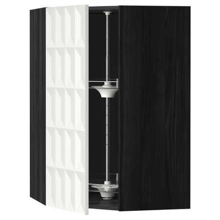 Угловой навесной шкаф с вращающейся секцией МЕТОД, черный, Гэррестад белый