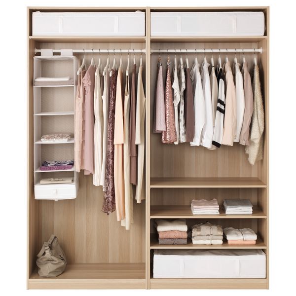 Гардероб ПАКС, под беленый дуб, Ильсенг дубовый шпон, беленый (200x66x236 см) - схема-чертеж с размерами