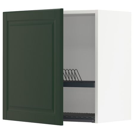 Навесной шкаф с сушилкой, белый/Будбин темно-зеленый 60x60 см IKEA METOD МЕТОД 494.447.55