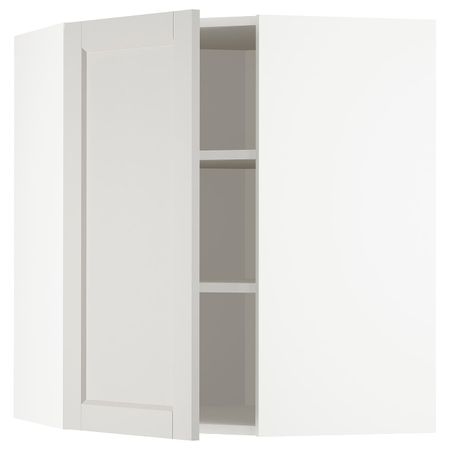 Угловой навесной шкаф с полками, белый/Лерхюттан светло-серый 68x80 см IKEA METOD МЕТОД 292.727.69