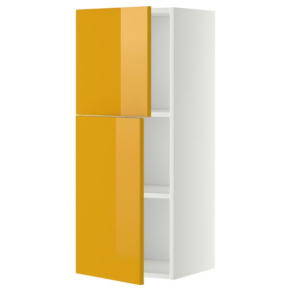 Навесной шкаф с полками, 2 дверцы МЕТОД, белый, Ерста желтый - схема-чертеж с размерами