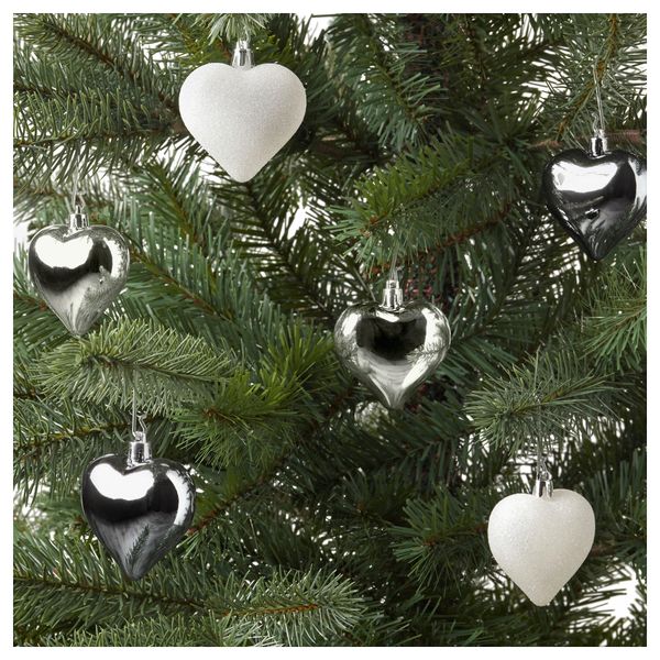 Украшение подвесное ВИНТЕР 2017, сердце, белый серебристый - схема-чертеж с размерами