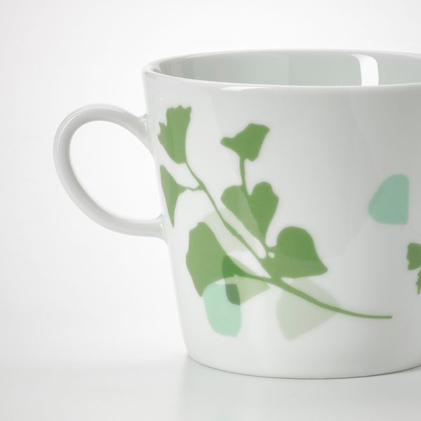 Кружка, 33 сл, орнамент «листья» белый, зеленый IKEA STILEN ЛЕНLIG СТИЛЕНЛИГ 604.834.58 - фото 3