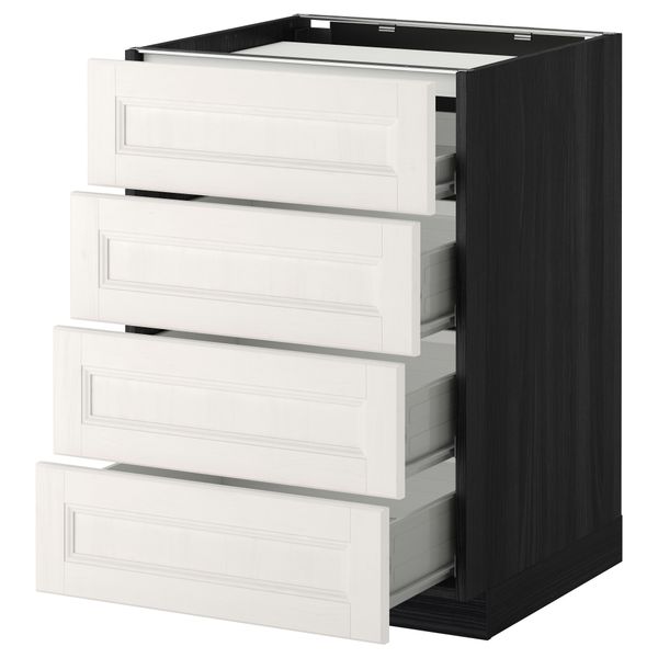 Напольный шкаф, 4 фронтальных панели, 4 ящика МЕТОД / ФОРВАРА, черный, Лаксарби белый - фото 1