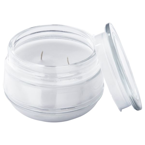 Ароматическая свеча в стакане, 2 фитиля ЛУГГА, Свежее белье, белый (10 см) - фото 1