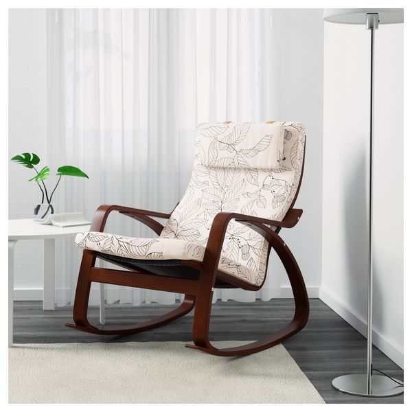 Кресло-качалка ПОЭНГ, классический коричневый, Висланда черный/белый - фото 2