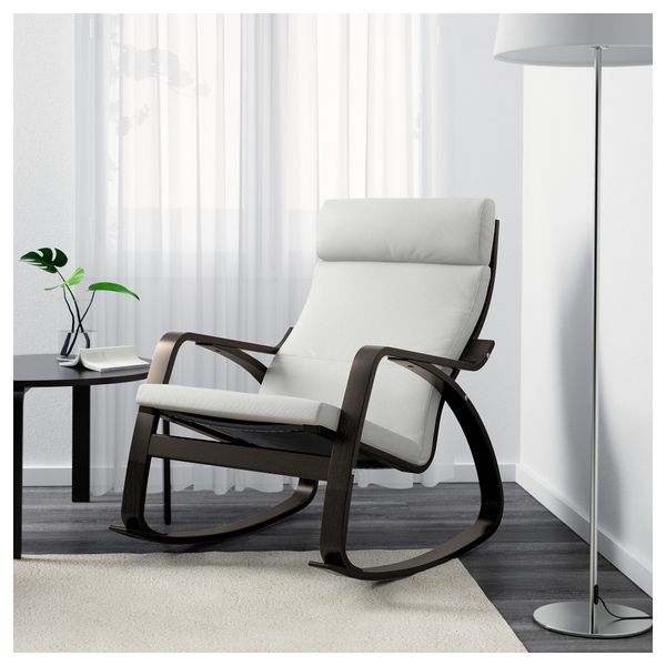 Кресло-качалка ПОЭНГ, черно-коричневый, Финнста белый - фото 2