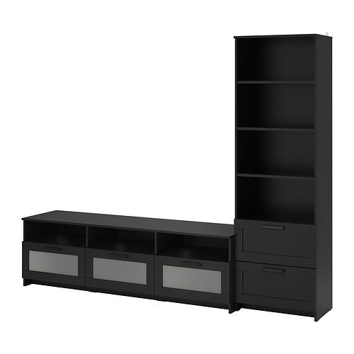 Шкаф для ТВ, комбинация, 240x41x190 см, черный IKEA BRIMNES 594.772.41 - фото 4