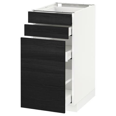 Напольный шкаф с выдвижными модулями, 2 фронтальные панели МЕТОД / МАКСИМЕРА, белый, Тингсрид черный