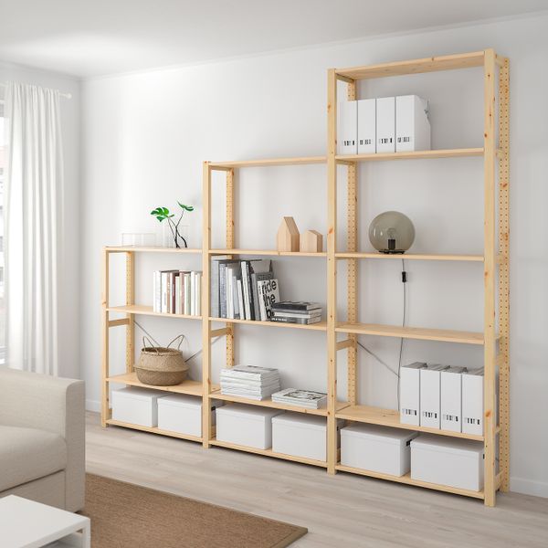 3 секции/полки, сосна 259x30x226 см IKEA IVAR ИВАР 192.483.79 - фото 1
