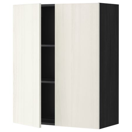 Навесной шкаф с полками, 2 дверцы МЕТОД, черный, Росдаль белый