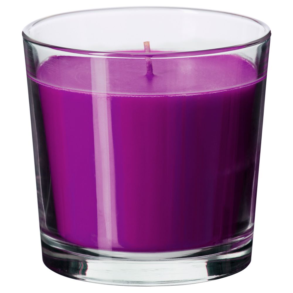 Ароматическая свеча в стакане СИНЛИГ, Цветение сиреневый, сиреневый (9 см) - фото 1