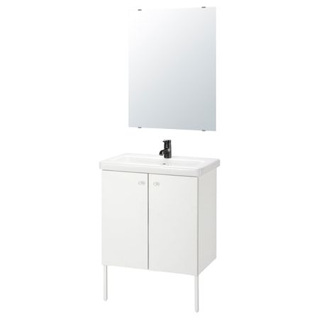 Комплект мебели для ванной,7 предм., белый/Сальен смеситель 64x43x88 см IKEA FISKÅN ФИСКОН / TVÄLLEN ТВЭЛЛЕН 594.308.90