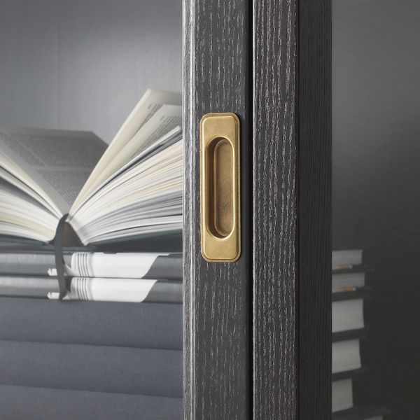 Шкаф-витрина, черная морилка 103x48x141 см IKEA MALSJÖ МАЛЬШЁ 703.833.78 - фото 4