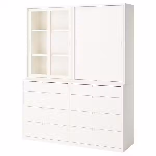 TONSTAD Комбинация для хранения с ящиками - белый с оттенком/стекло 164x47x206 см - фото 1