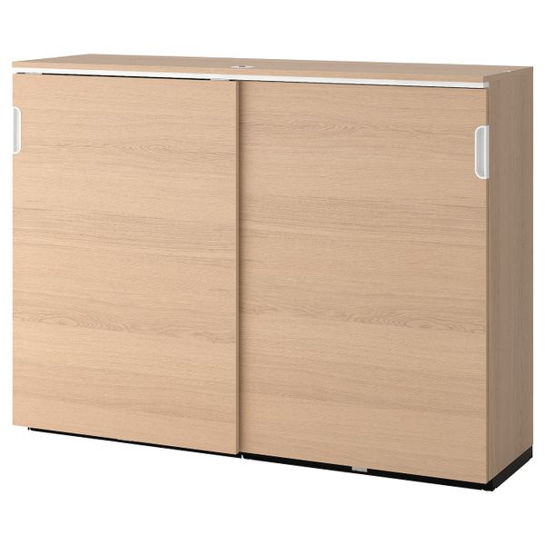Шкаф с раздвижными дверцами, дубовый шпон, беленый 160x120 см IKEA GALANT ГАЛАНТ 503.682.32 - фото 1