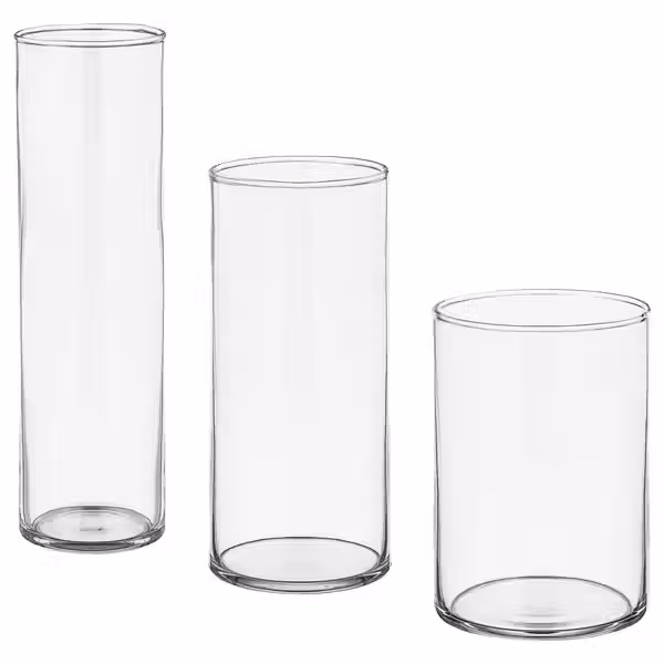 CYLINDER Набор ваз,3 штуки - прозрачное стекло - фото 1