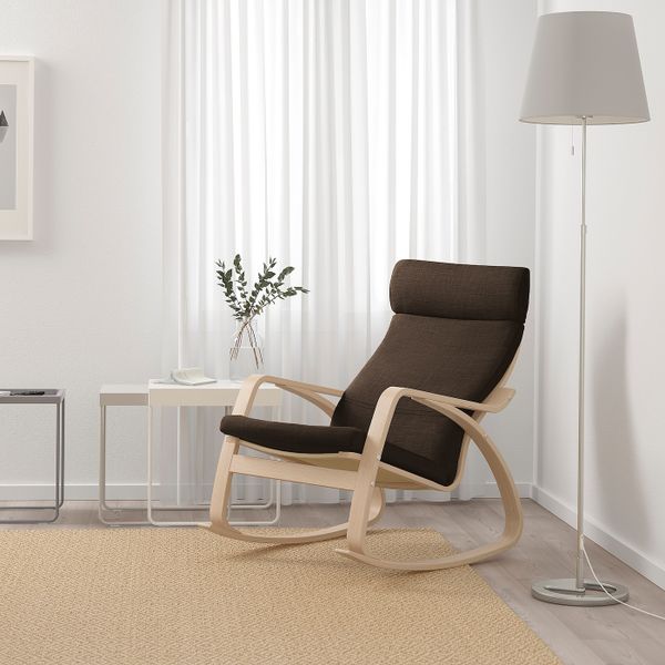 Кресло-качалка, дубовый шпон, беленый/Шифтебу коричневый IKEA POÄNG ПОЭНГ 393.987.73 - фото 2