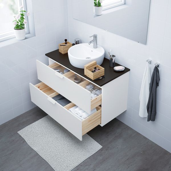 Шкаф п-раковину/столешн45/раковина, белый/антрацит ДАЛЬШЕР смеситель 102x49x74 см IKEA GODMORGON/TOLKEN ГОДМОРГОН/ТОЛКЕН / - схема-чертеж с размерами