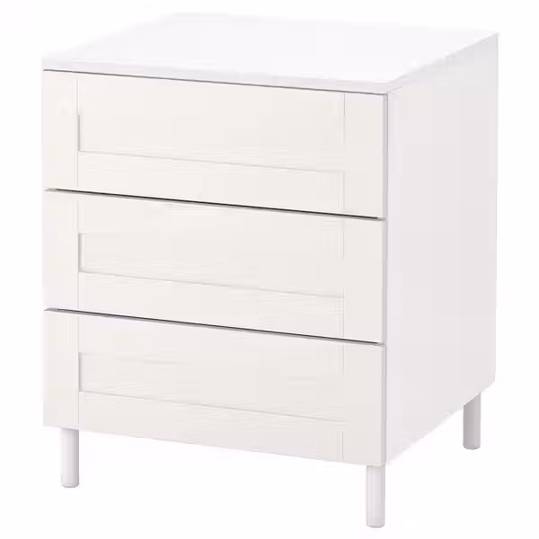 PLATSA Комод с 3 ящиками - белый/Sannidal белый 60x57x73 см - фото 1