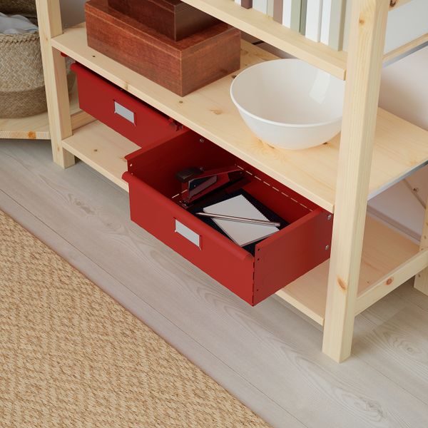 Стеллаж со шкафами/ящиками, сосна/красный 344x30x226 см IKEA IVAR ИВАР 193.034.79 - фото 3
