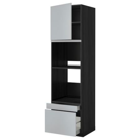 Высокий шкаф для духовки комбинированный, духовка + дверца, 2 ящика МЕТОД / МАКСИМЕРА, черный, Веддинге серый