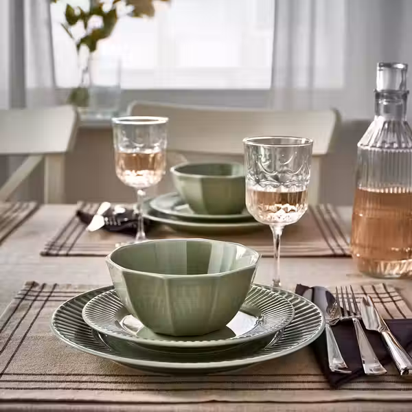 STRIMMIG Миска - каменная керамика бледный серо-зеленый 15 см - схема-чертеж с размерами