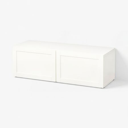 BESTÅ Стеллаж с дверьми - белый/Hanviken белый 120x42x38 см