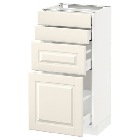 Напольный шкаф, 4 фронтальных панели/4ящика, белый/Будбин белый с оттенком 60x60 см IKEA METOD МЕТОД / MAXIMERA МАКСИМЕРА