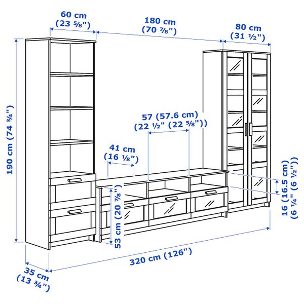 IKEA в интерьере - схема-чертеж с размерами