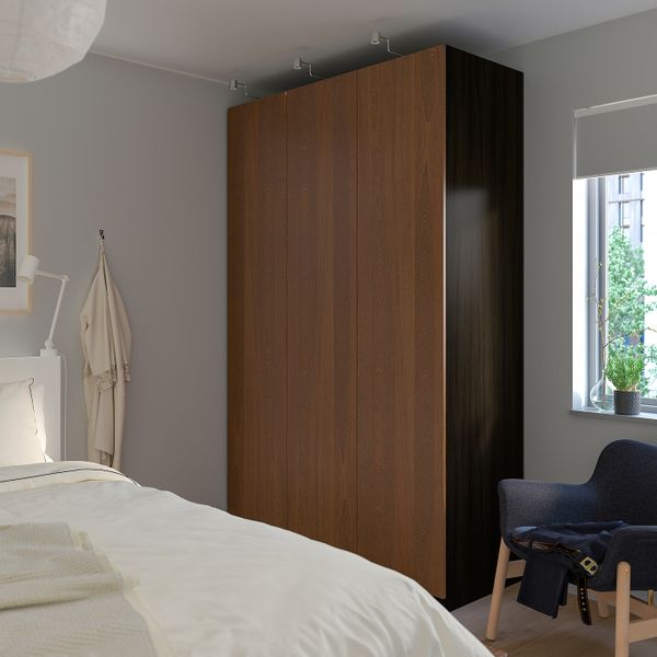 Гардероб, черно-коричневый, Форсанд под коричневый мореный ясень, 150x60x236 см IKEA ПАКС 392.876.09 - фото 2