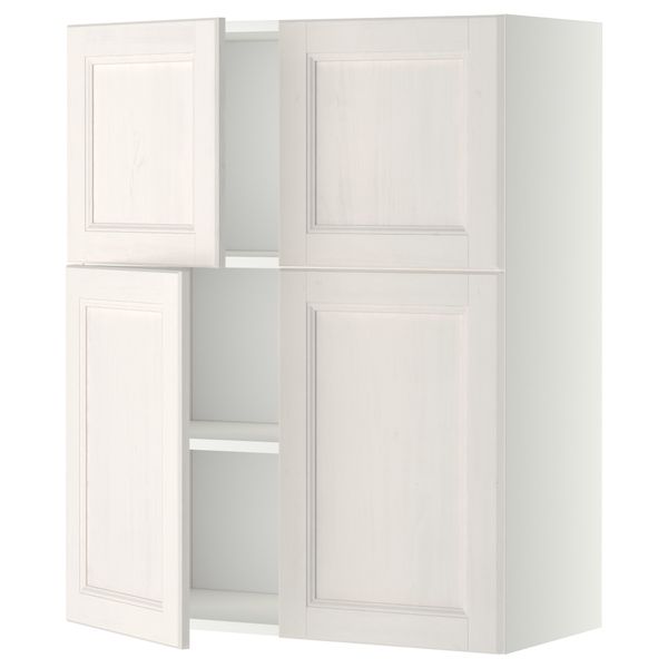 Навесной шкаф с полками, 4 дверцы МЕТОД, белый, Лаксарби белый (80x100 см) - схема-чертеж с размерами